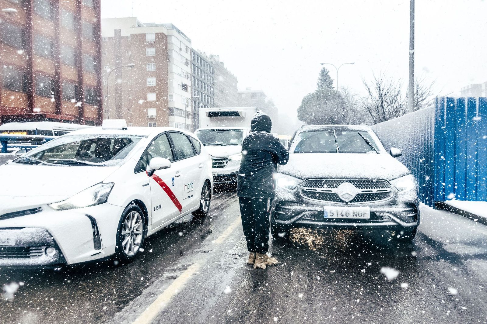 Imágenes de la nevada que ha dejado la borrasca Kristin en Madrid capital