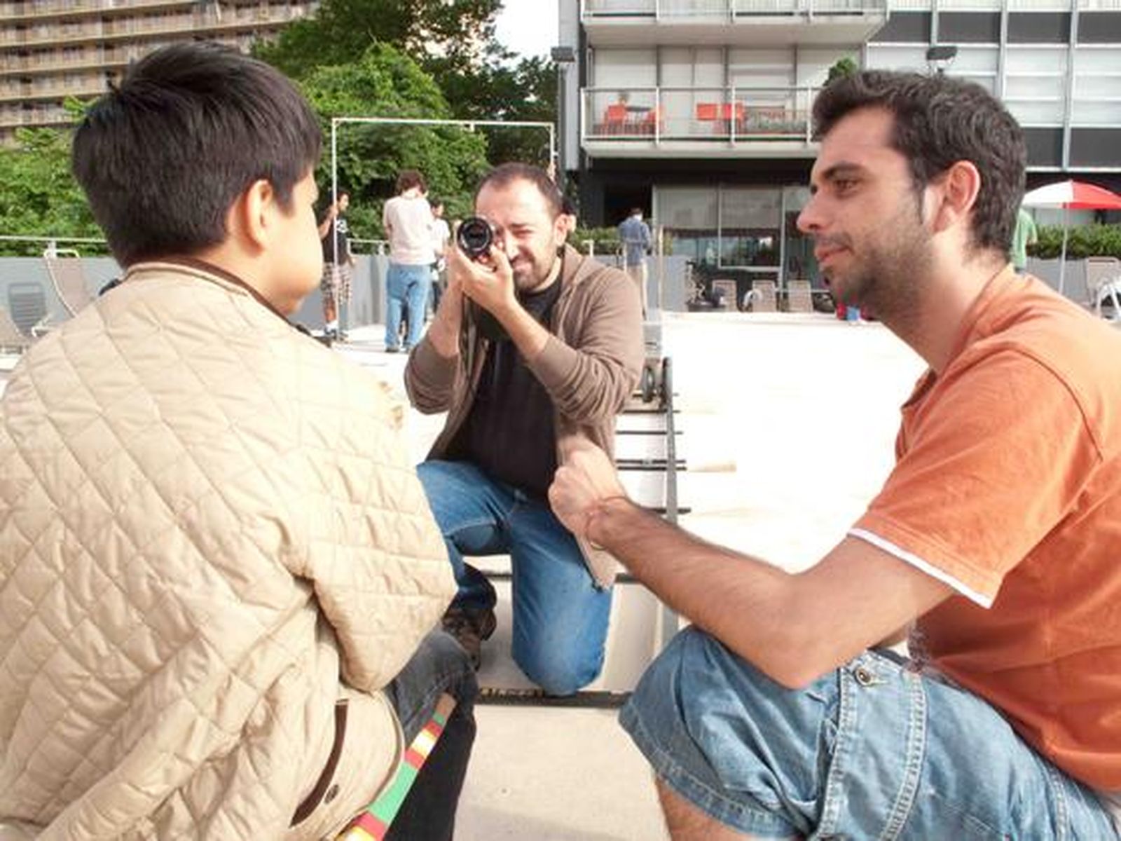 Imágenes del rodaje de 'Voltereta'en New Jersey, con vista al 'Skyline' de Manhattan. / J.D.