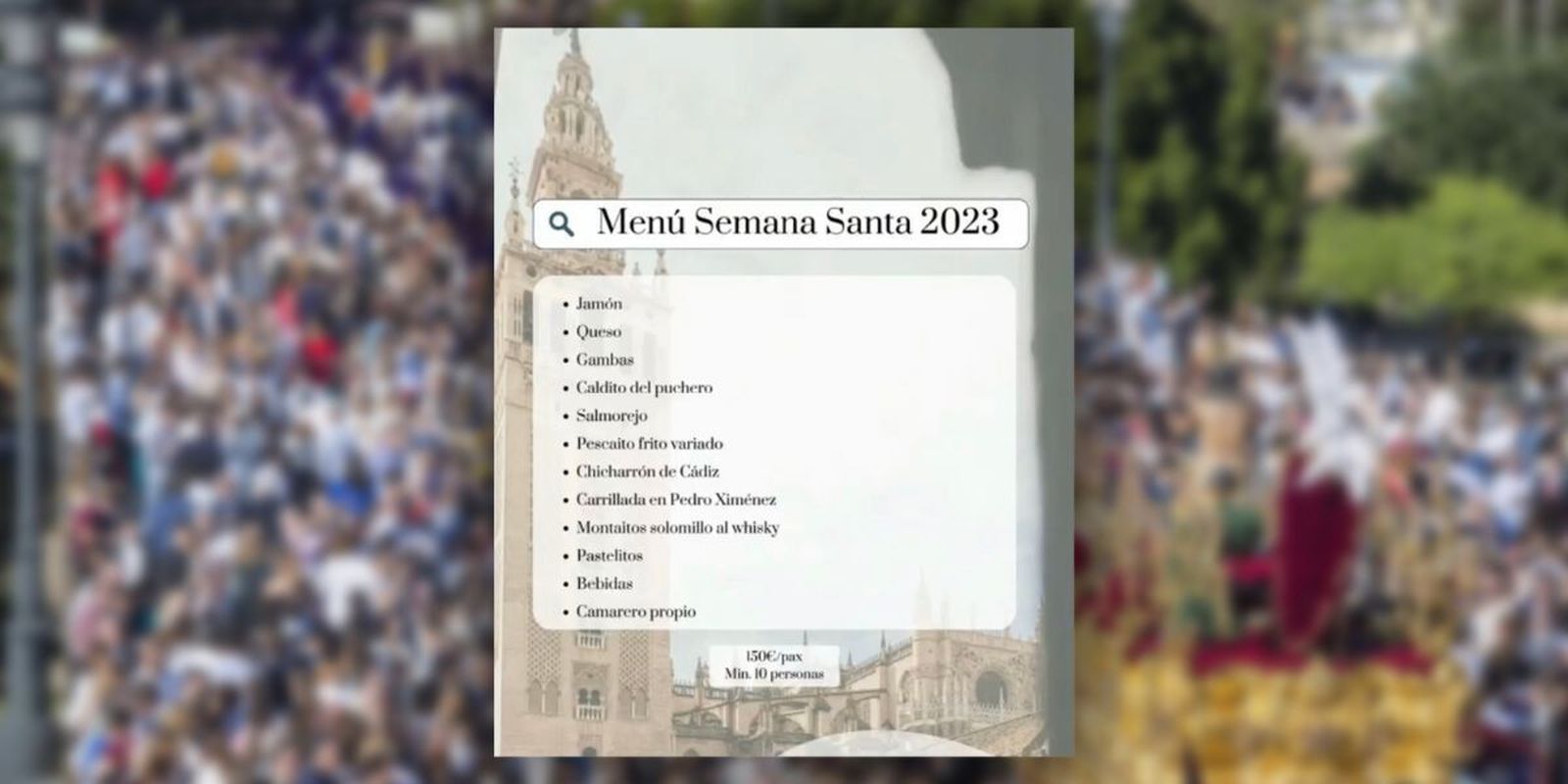 El menú de 150 euros por persona en un balcón de la carrera oficial.