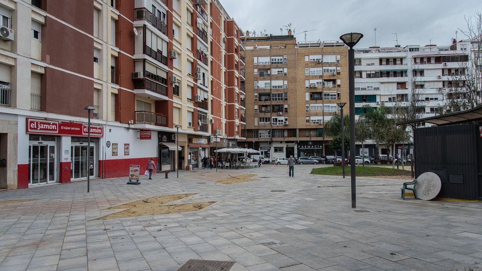 Obras en la Plaza Houston.