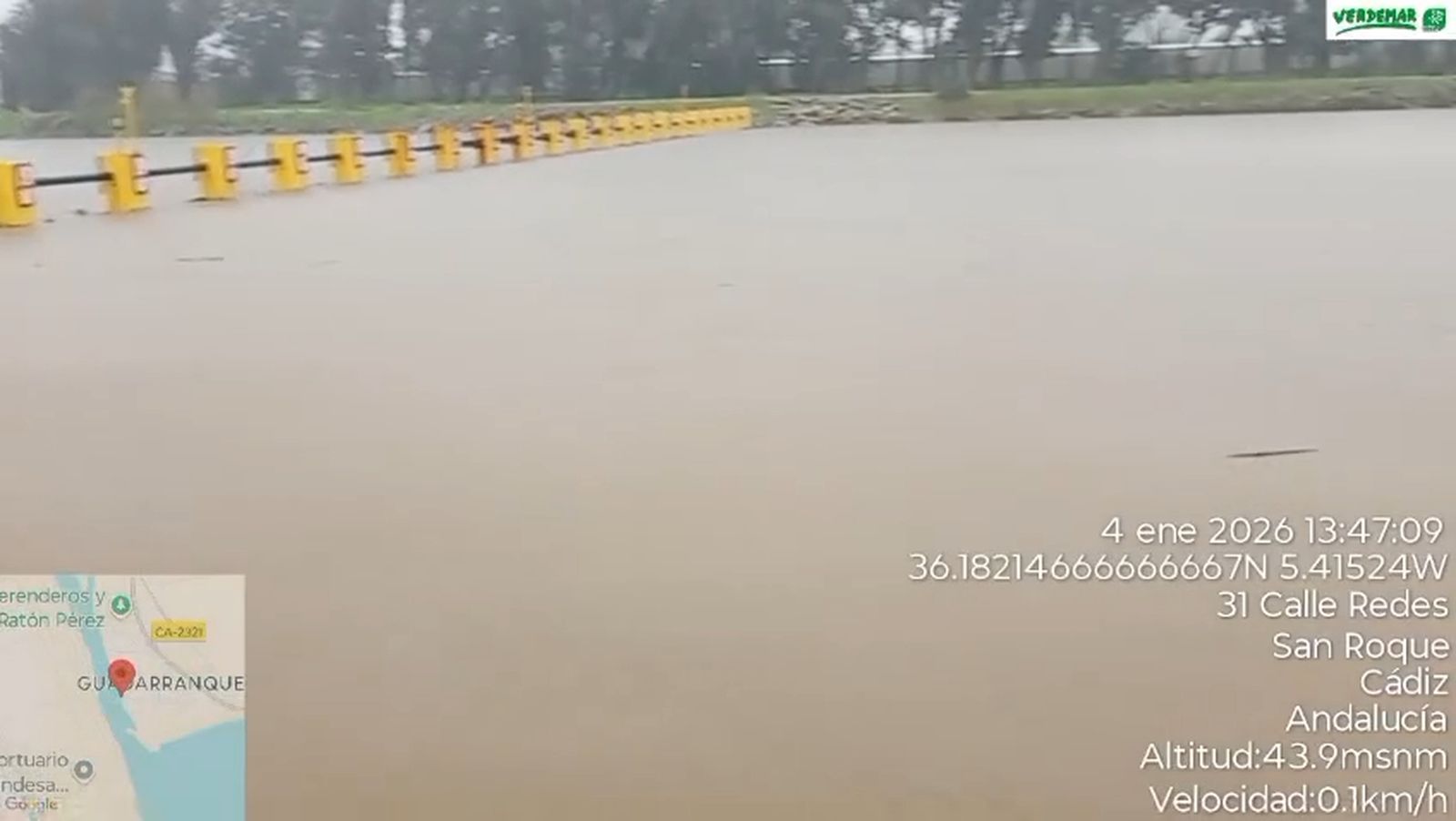 Temor en Los Barrios ante el rápido aumento del caudal del río Guadarranque
