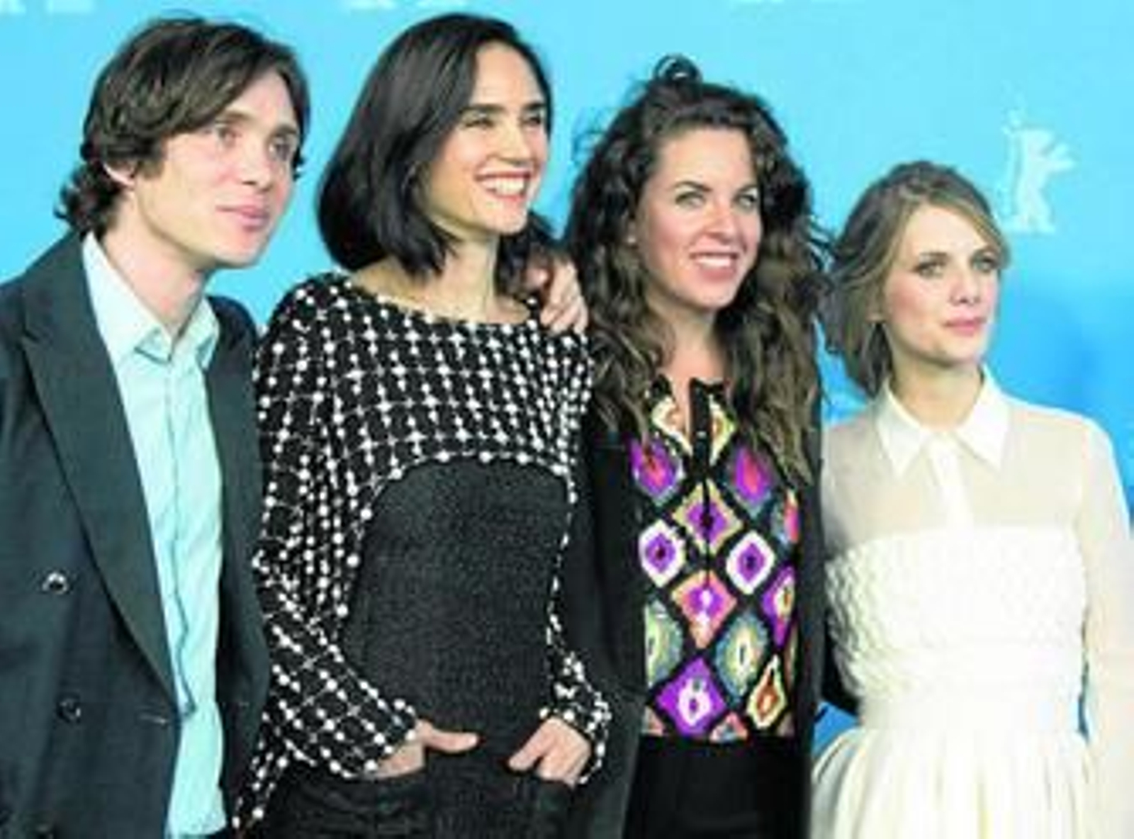 El actor irlandés Cillian Murphy junto a Jennifer Connelly, Claudia Llosa y Melanie Laurent en el pase de 'Aloft'.