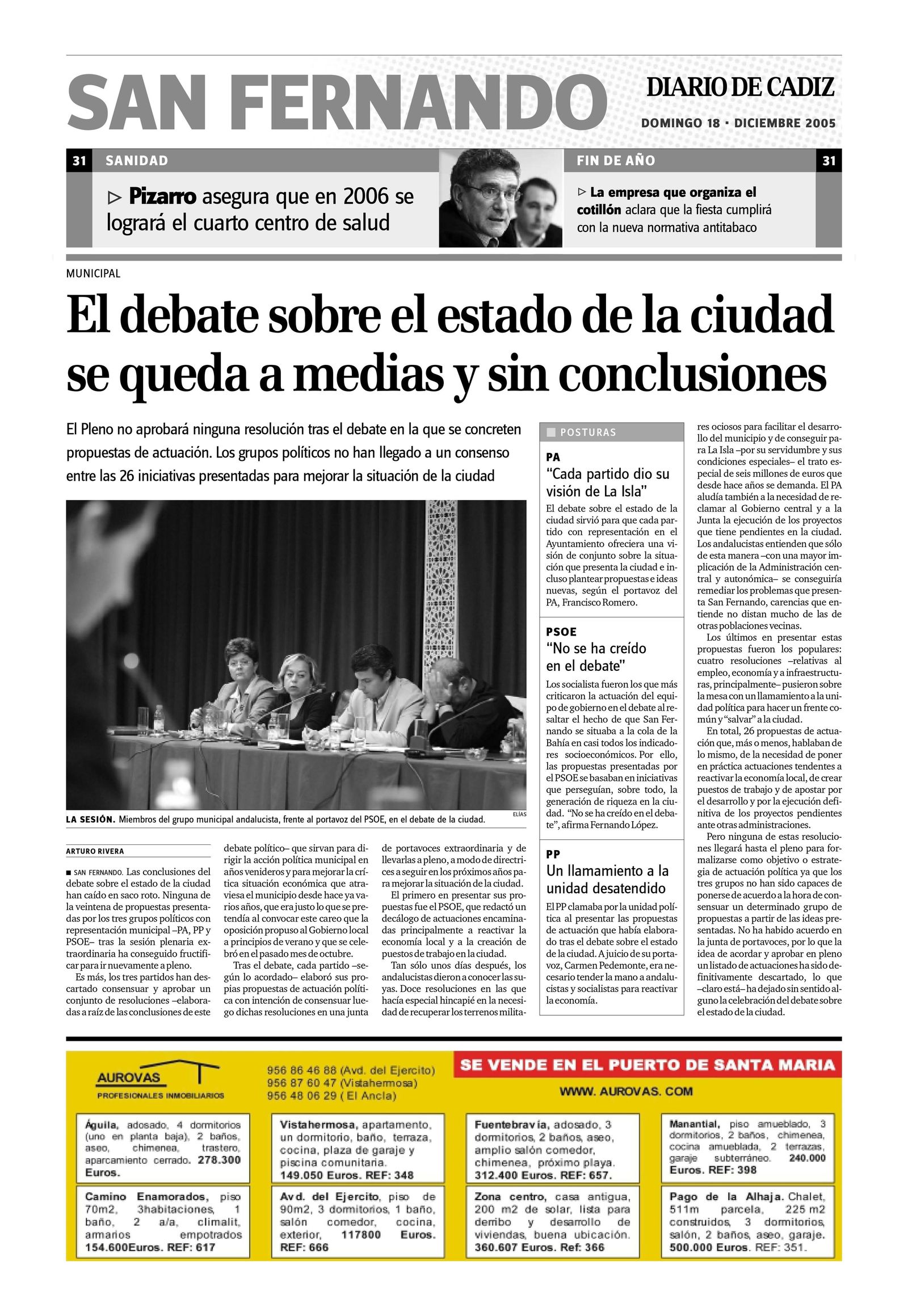 Portada de 2005 que alude al fracaso del debate sobre el estado de la ciudad.
