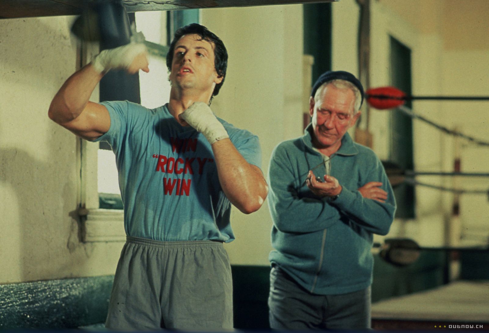 Sylvester Stallone y Burgess Meredith, en una escena de 'Rocky'.