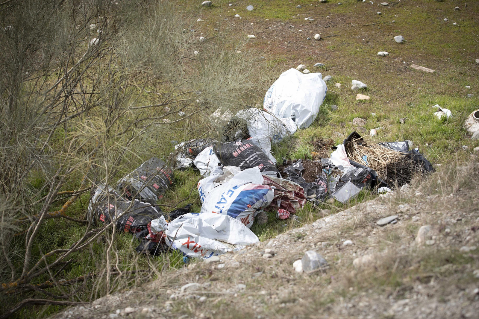 Fotos del 'cementerio' de toallitas que se acumula junto al río Genil en Granada