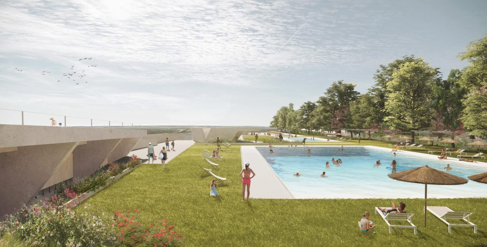 Recreación virtual del futuro complejo de piscinas de Ronda del Estero.