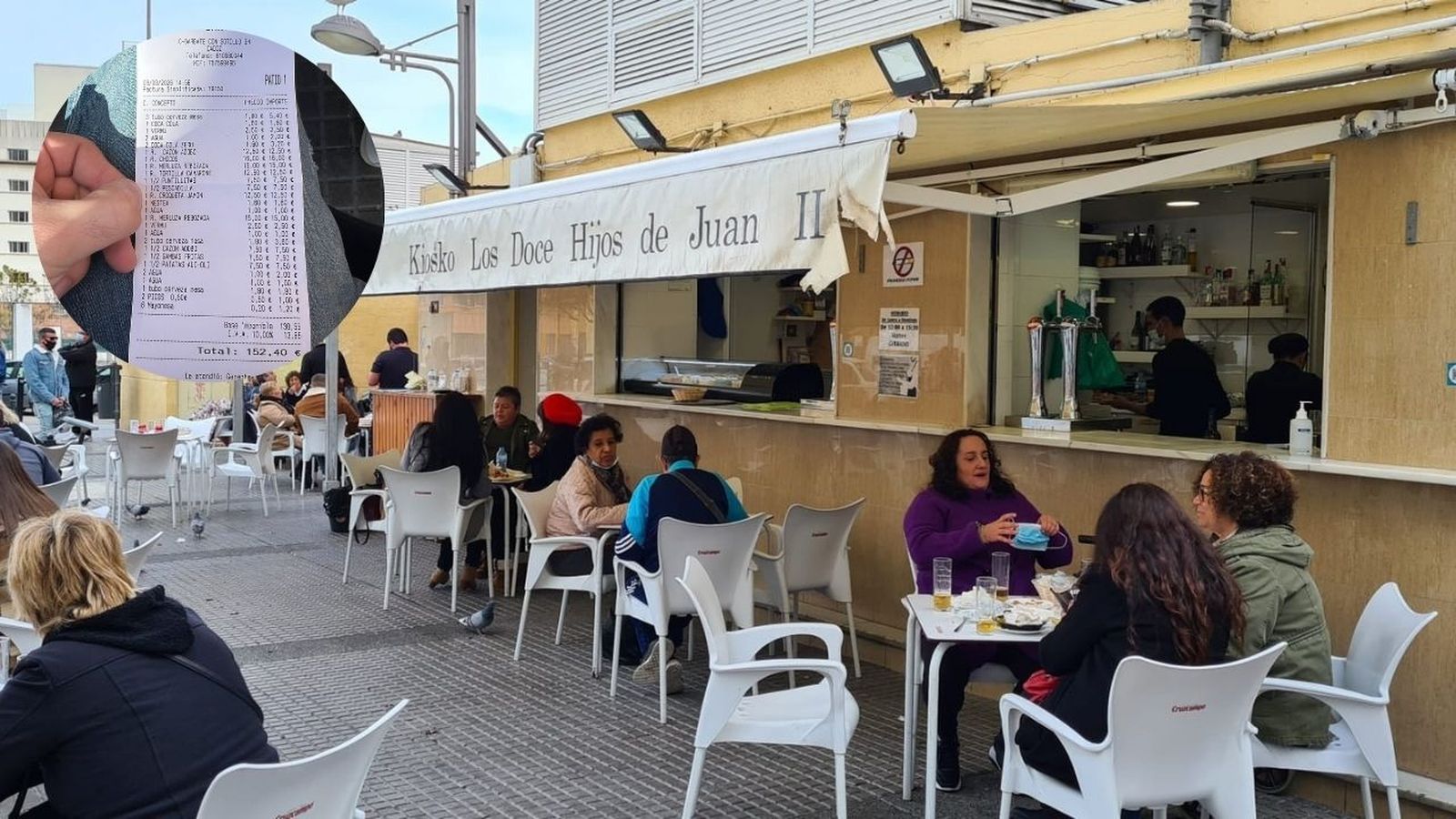 Kiosko de Los Doce Hijos de Juan junto a la cuenta viral