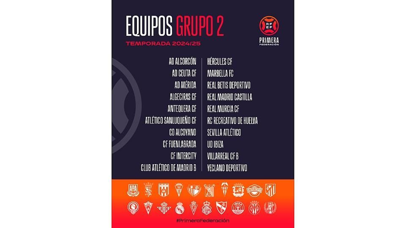 Así queda el grupo II de Primera Federación para la temporada 2024-2025