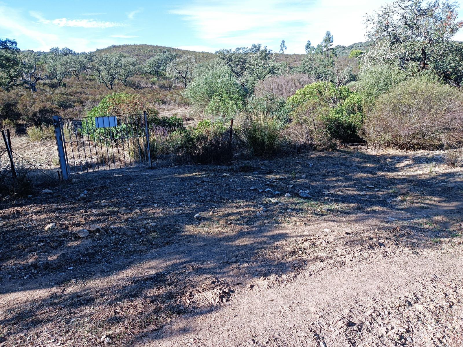 El sendero se hace algo más abrupto, pasando a un lado y otro de un arroyo. Hay que fijarse en los postes del PR.