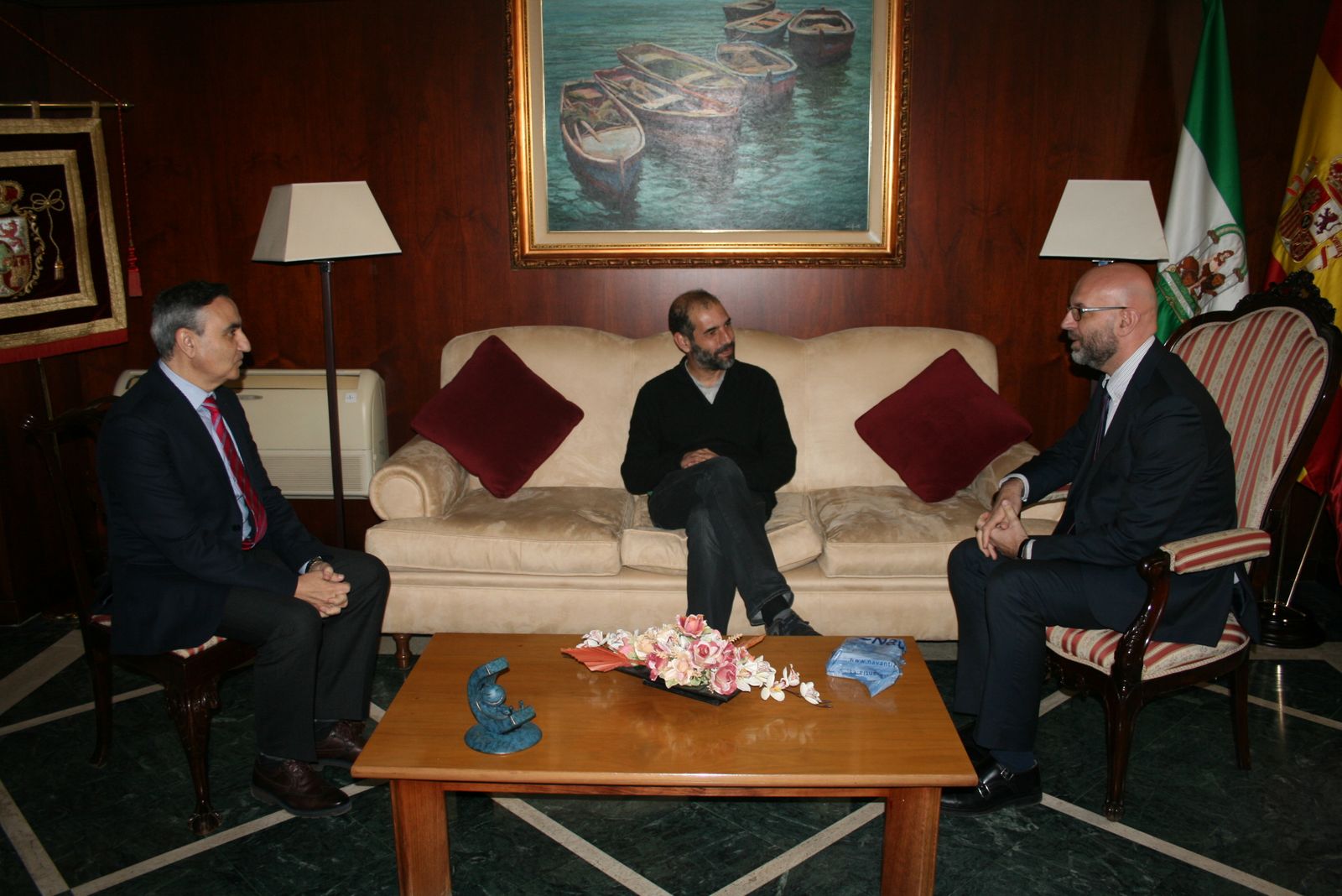 Manuel Braza, Antonio Romero y Javier Herrador, durante el encuentro en Puerto Real