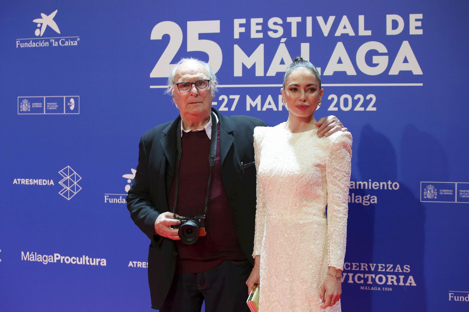 Carlos Saura y su hija Anna Saura en la inaguración del Festival de Málaga.