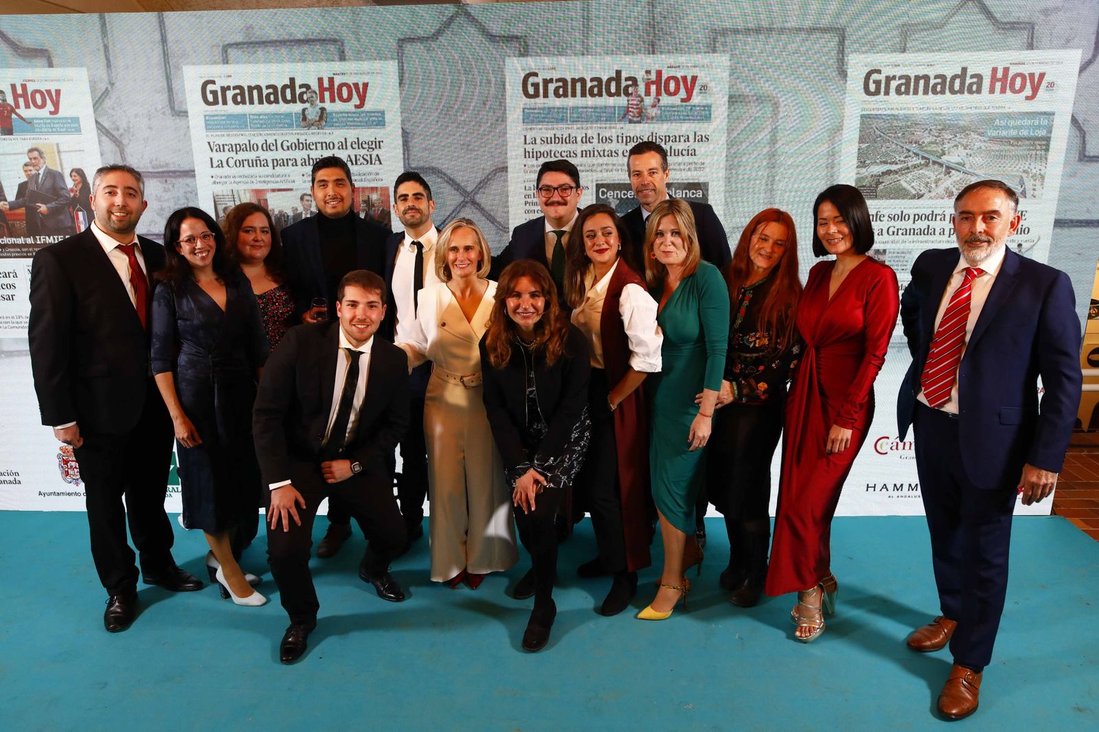 Parte del equipo que hace posible cada día Granada Hoy en la celebración del XX aniversario