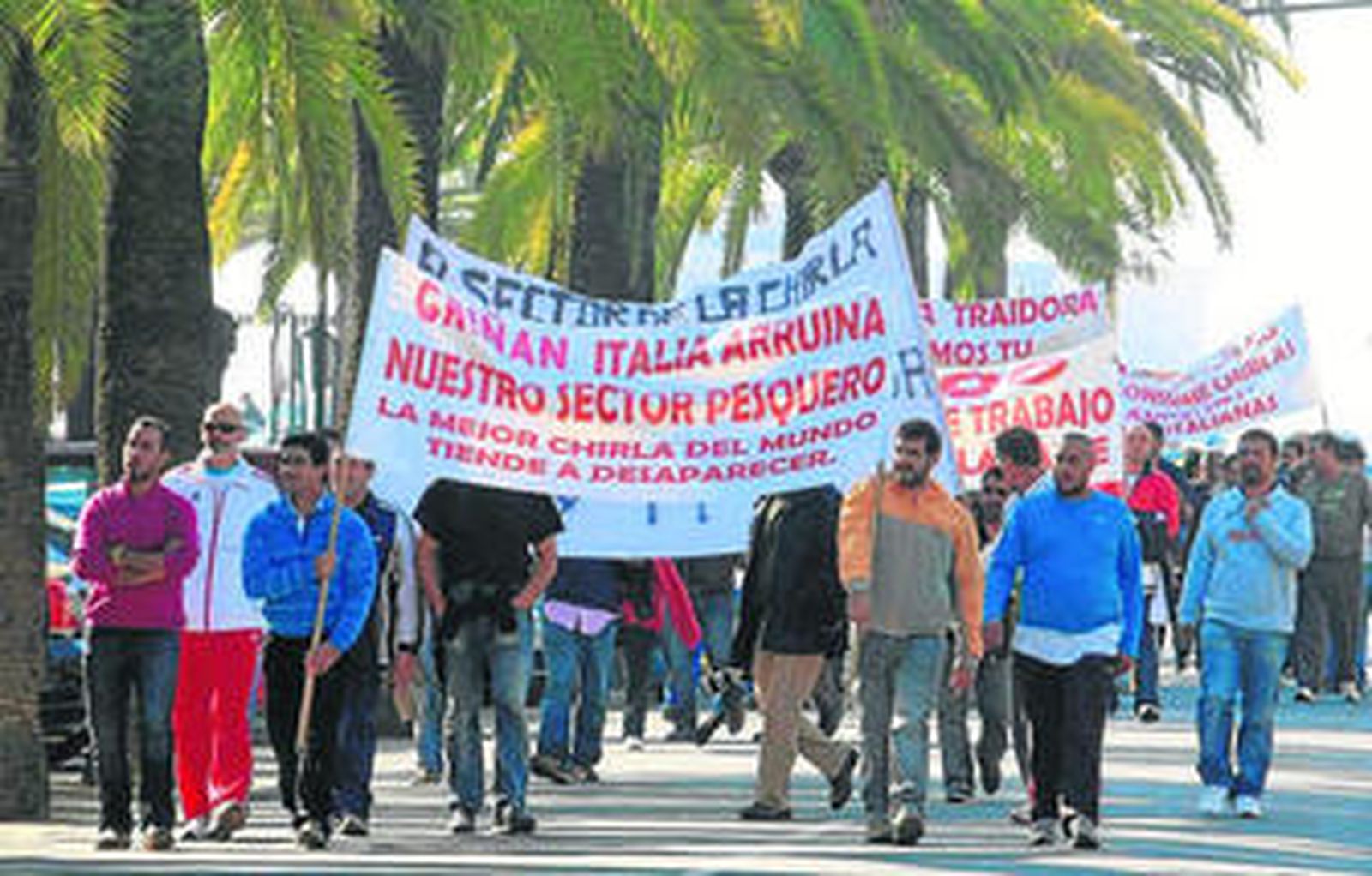 Protesta de los mariscadores de la chirla de Huelva.