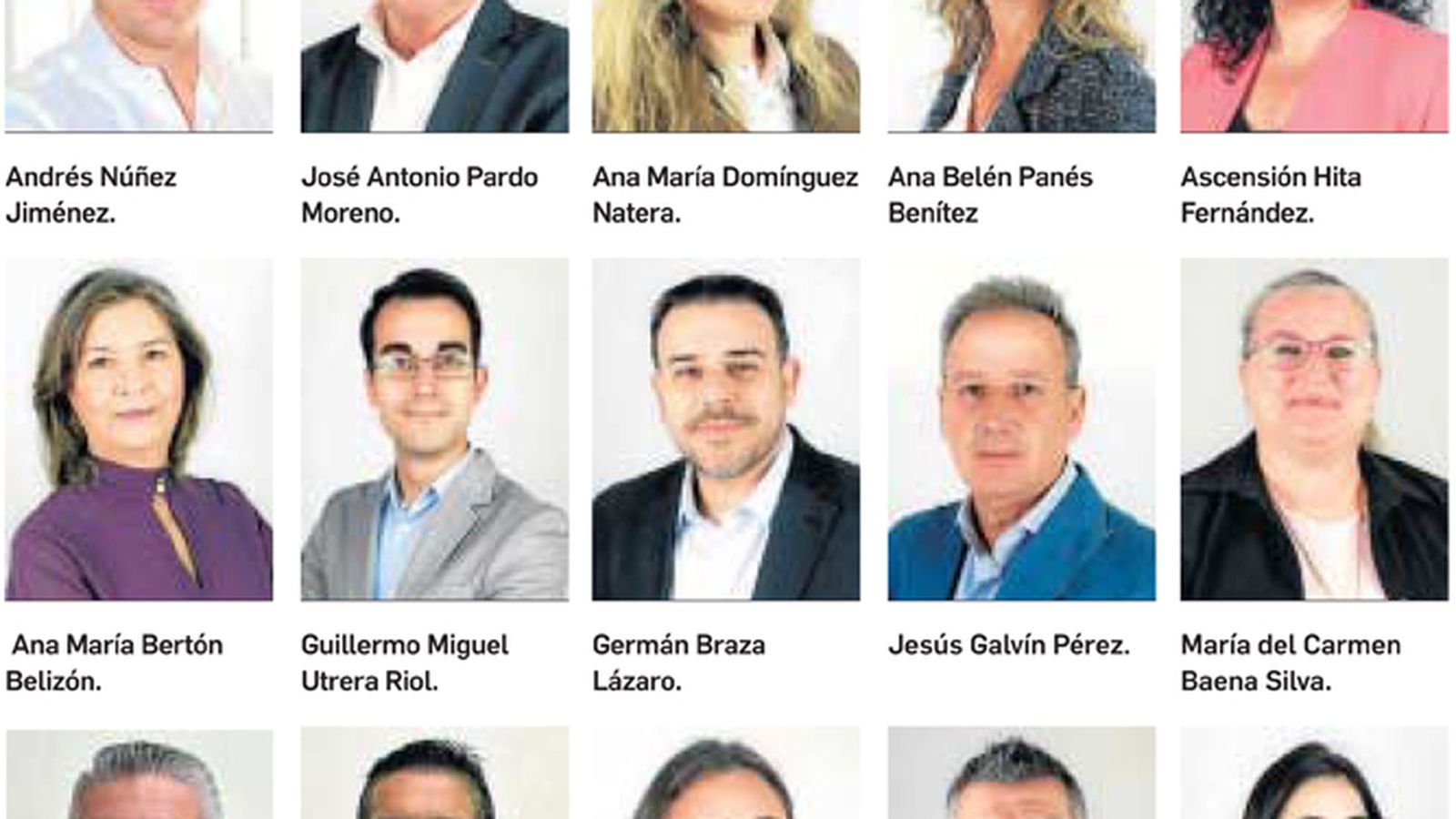 Los 15 primeros de la lista del PP