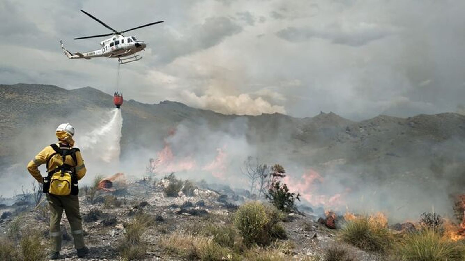 Labores de extinción de un incendio por parte del Plan Infoca.