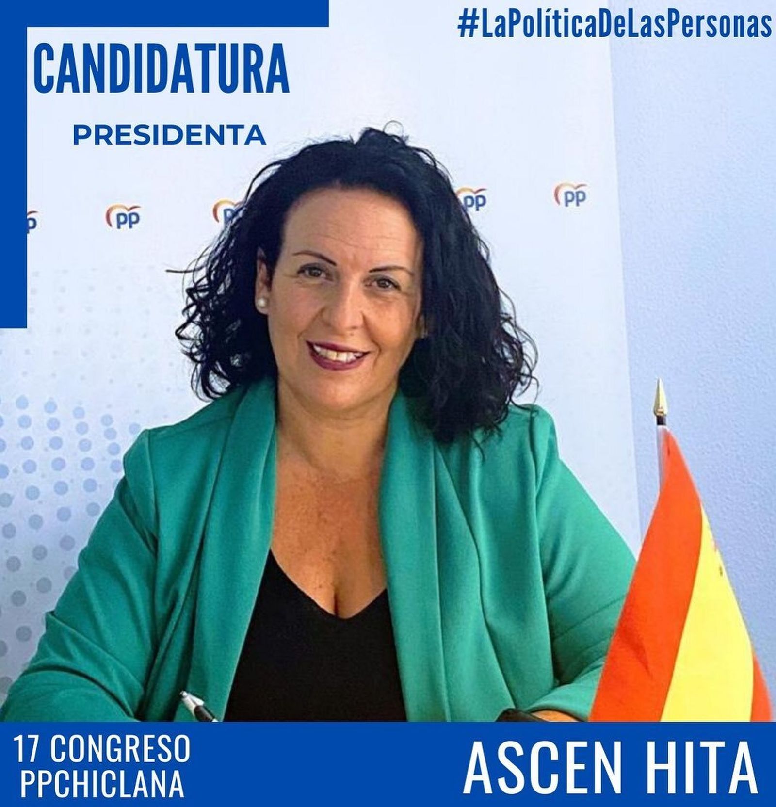 Cartel de la candidatura de Ascensión Hita al Congreso local del PP.