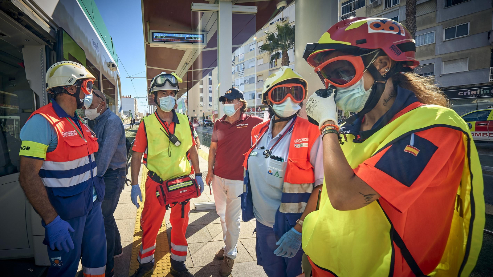 Simulacro de accidente del tranvía en San Fernando