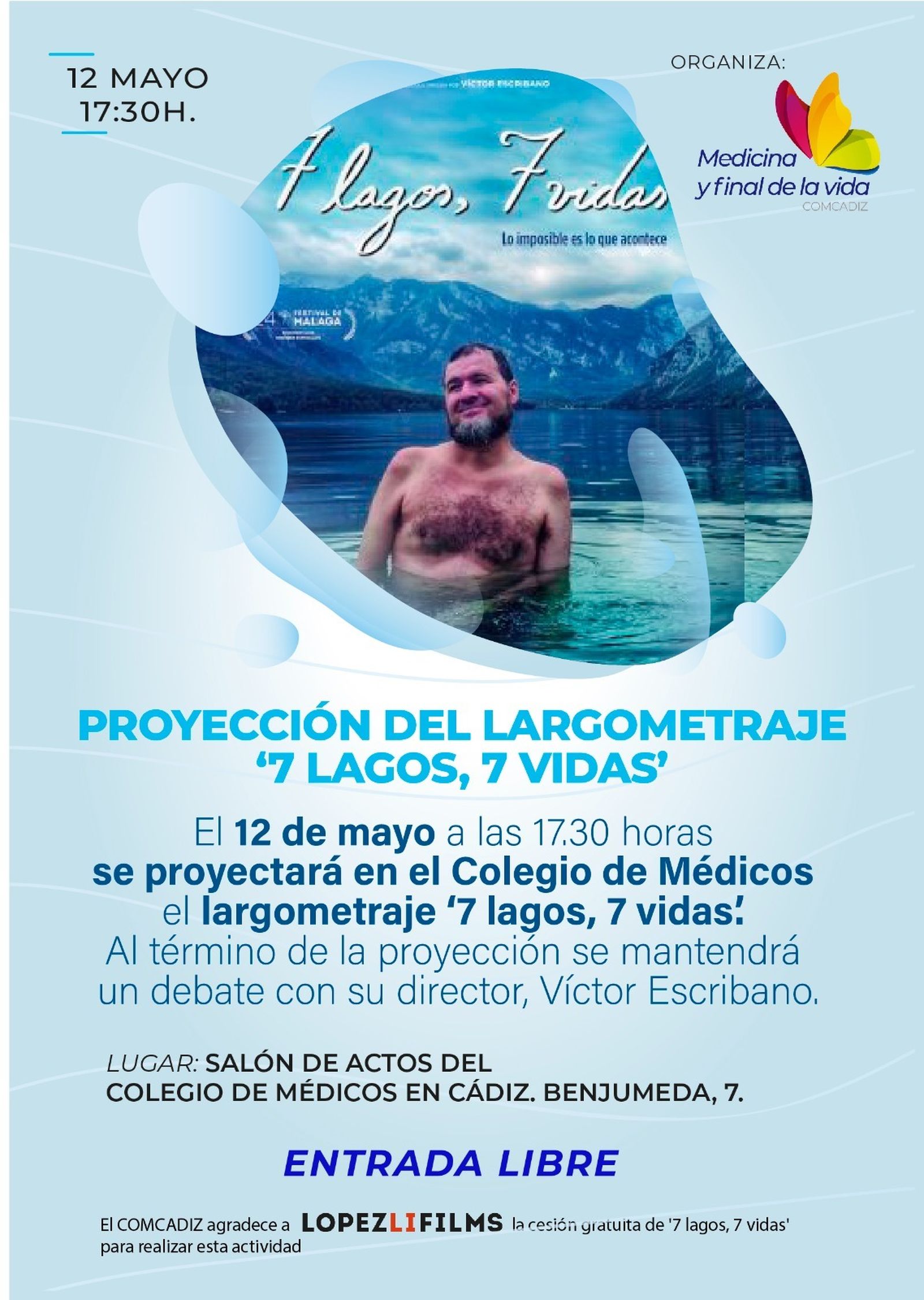 Cartel anunciador del acto que tendrá lugar en el Colegio de Médicos de Cádiz