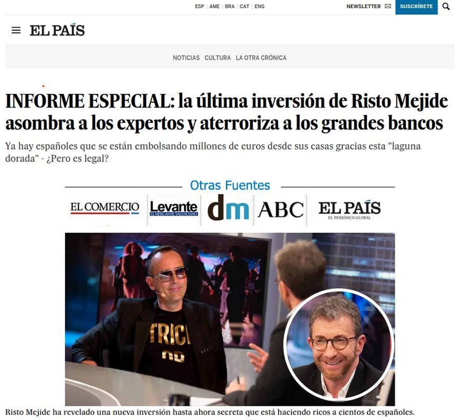 Suplantan la identidad de periódicos y famosos para estafar con criptomonedas