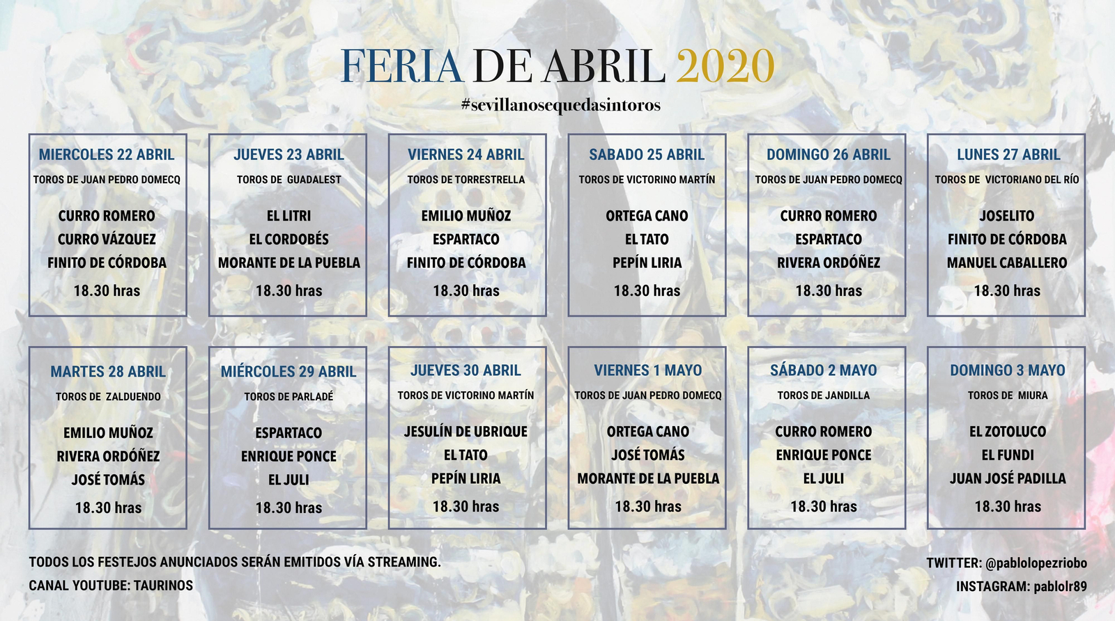 Carteles de la Feria de Abril virtual de 2020.