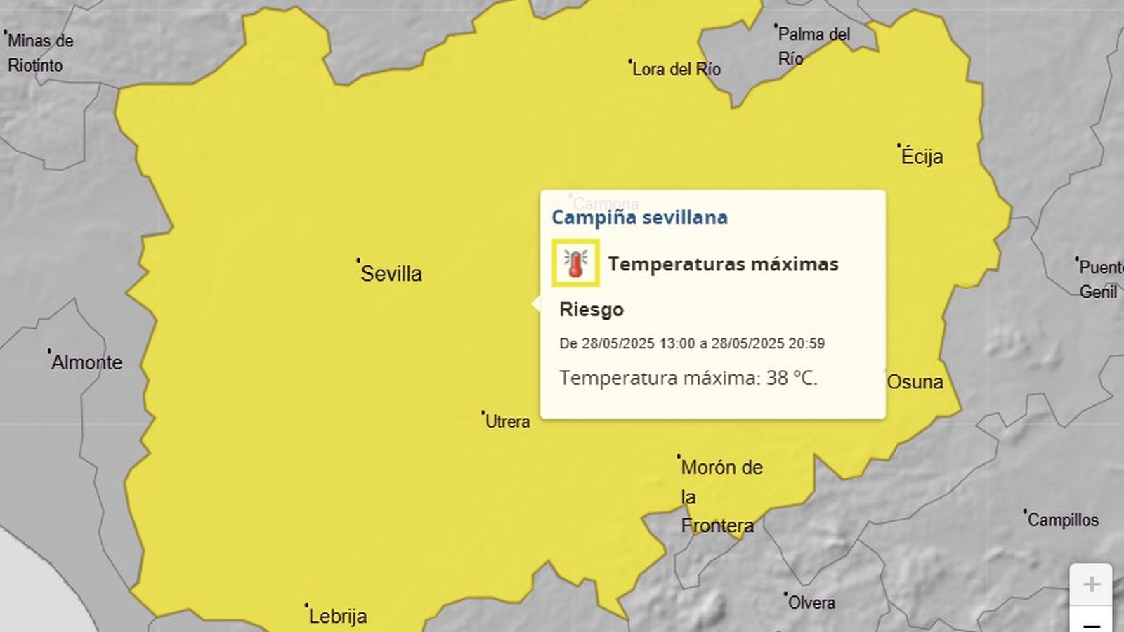 Aviso amarillo por calor este miércoles en Sevilla