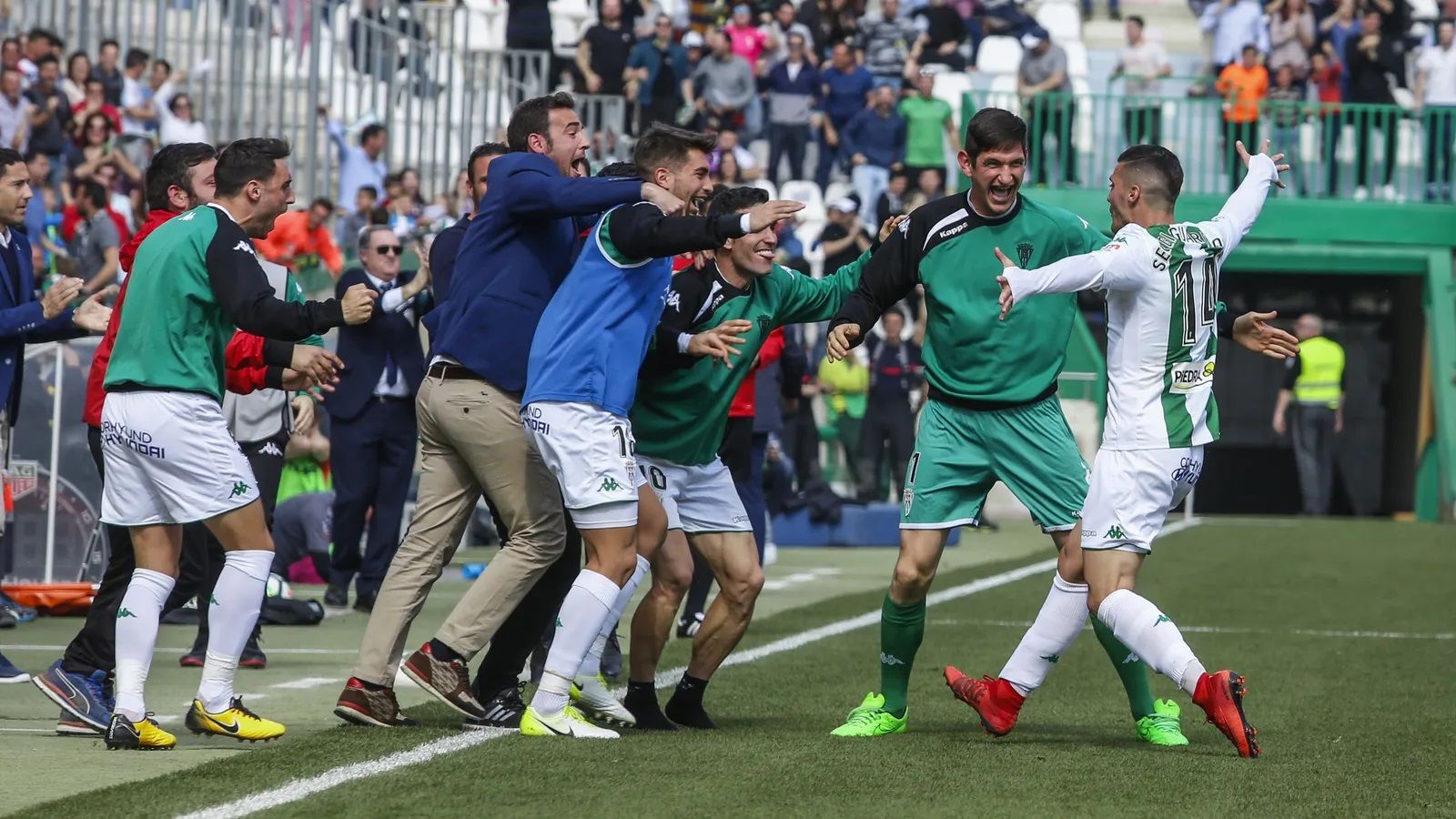 Sergi Guardiola celebra el gol que marcó al Valladolid en el triunfo del CCF de 2018.