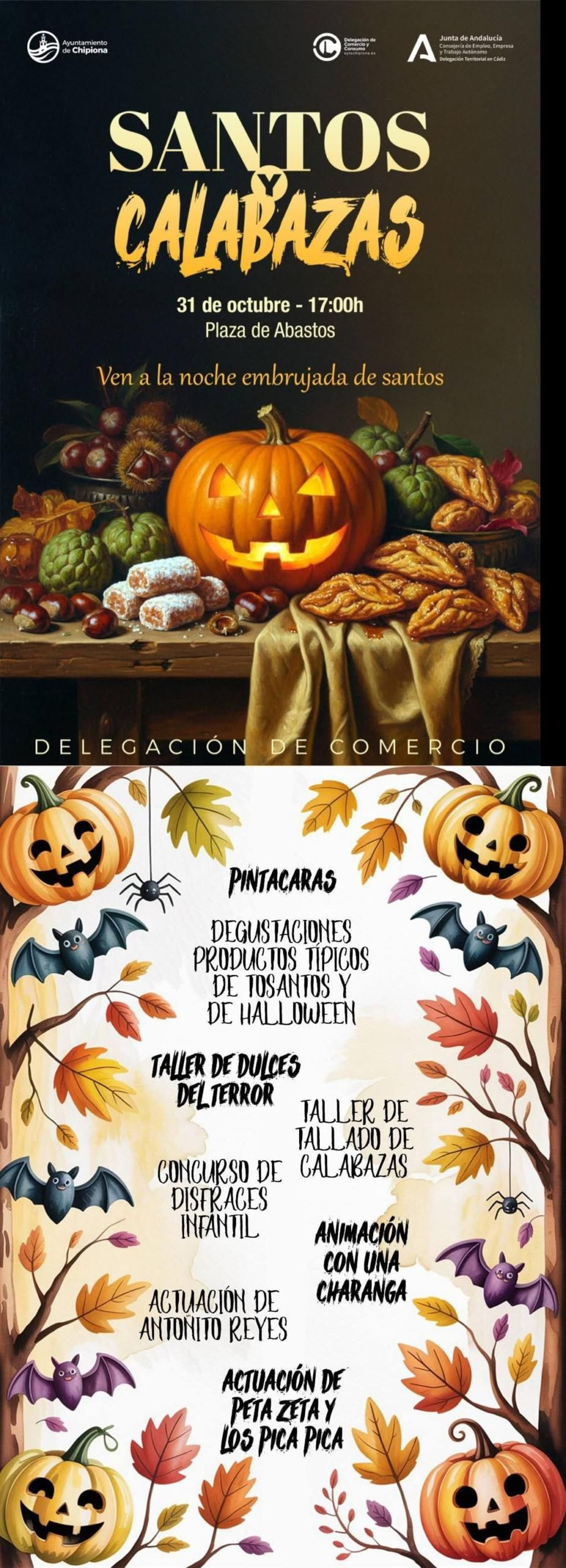 Programación del evento 'Santos y Calabazas' organizado por la Delegación de Comercio