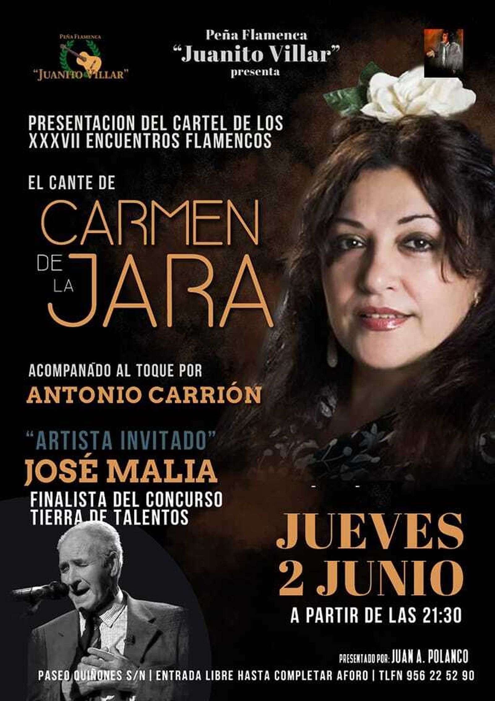 Cartel de la actuación de Carmen Jara