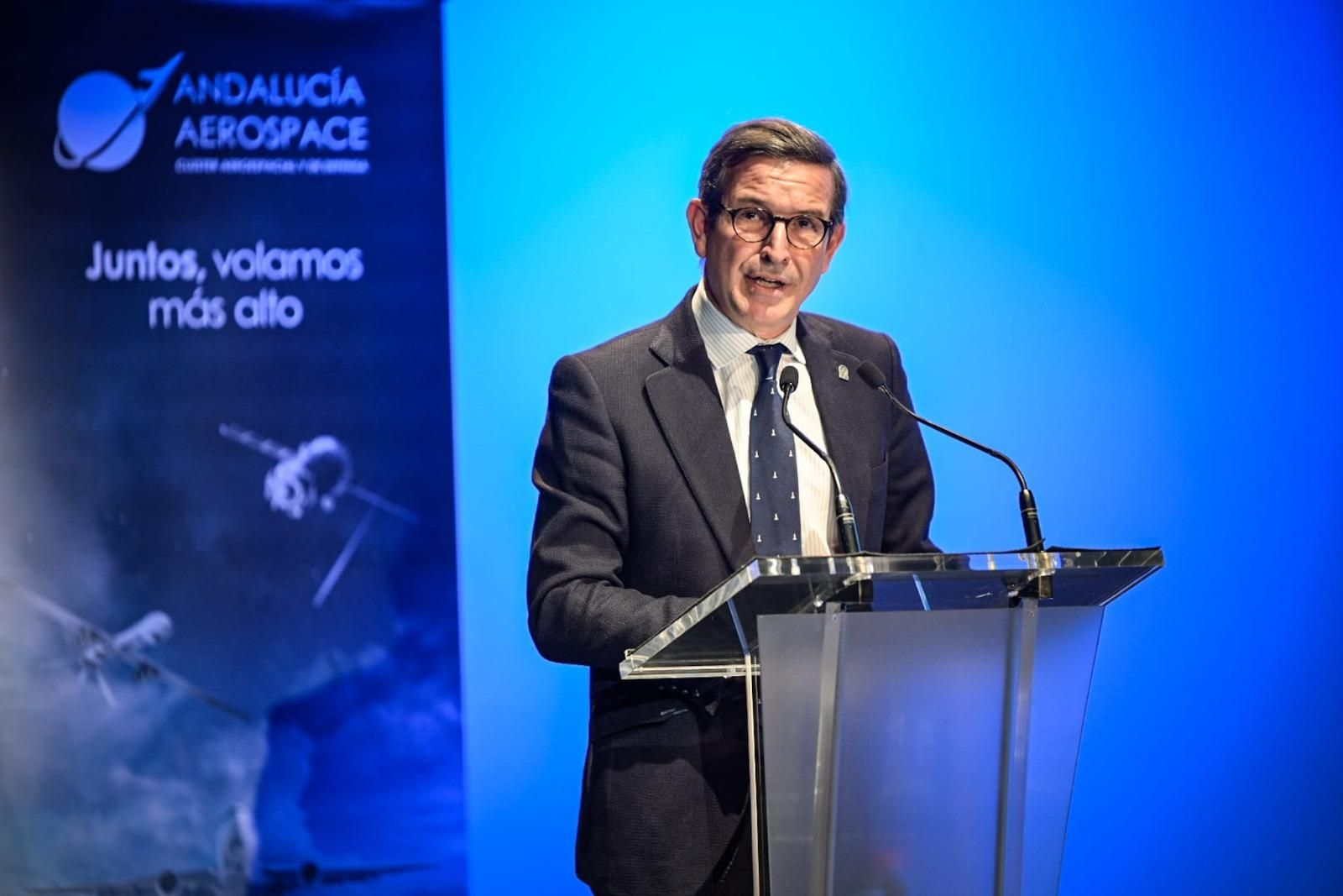 El consejero durante su intervención en el encuentro de Andalucía Aerospace. El consejero durante su intervención en el encuentro de Andalucía Aerospace.