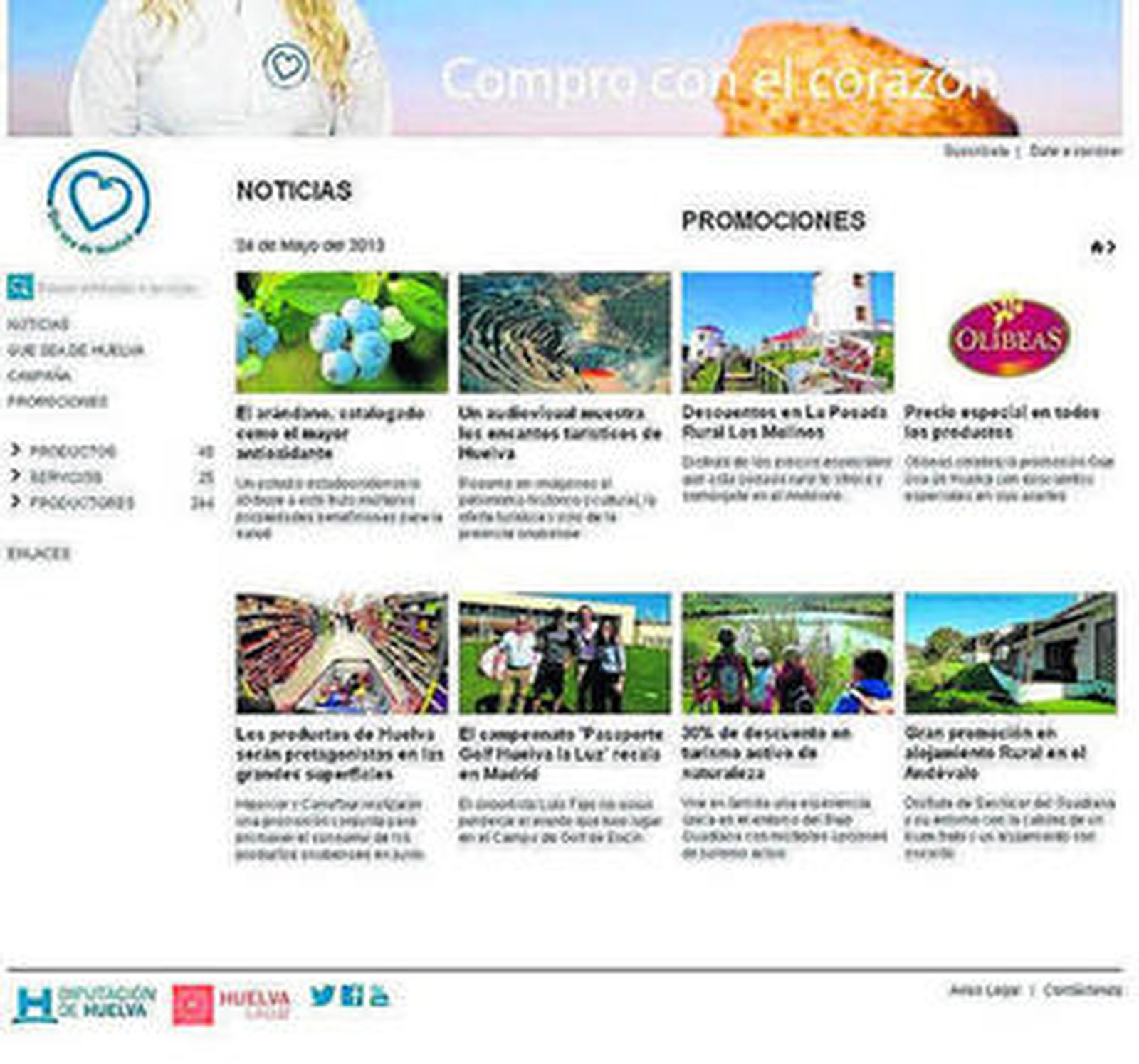 Interfaz de la página web queseadehuelva.es.