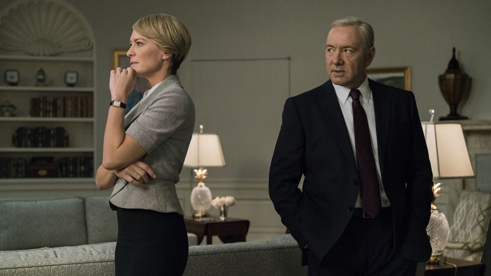 Robin Wright (Claire Underwood) y Kevin Spacey (Kevin Spacey), en un fotograma de la serie.