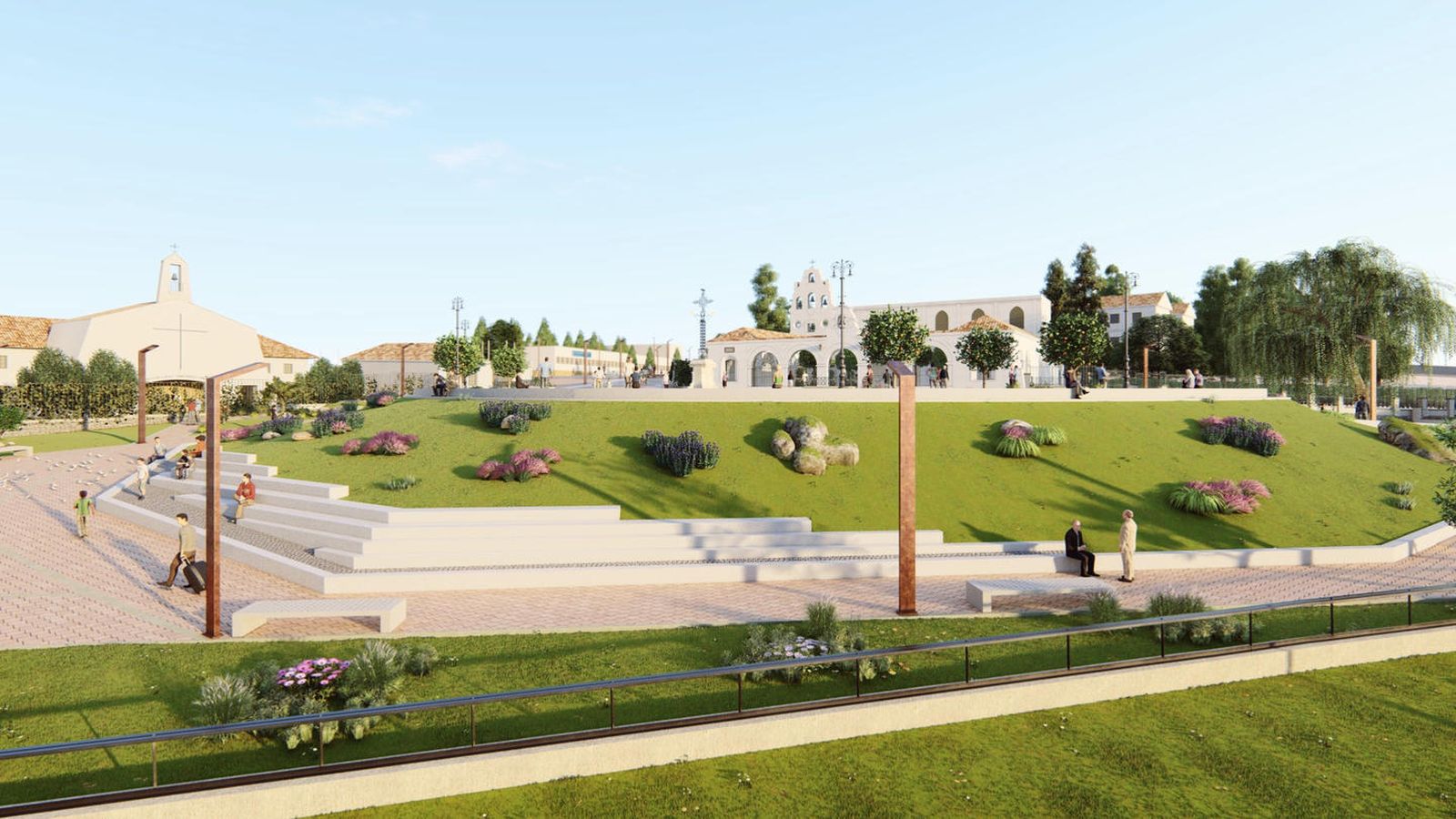 Recreación virtual del cabezo y santuario de la Cinta.