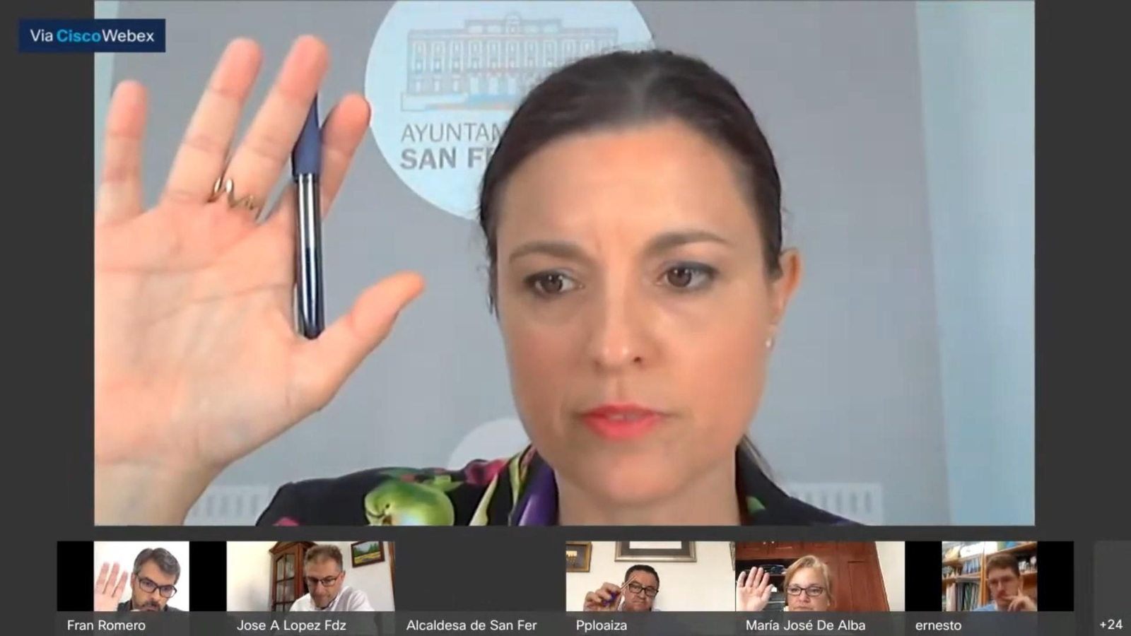 Momento de votación en el pleno telemático de San Fernando.