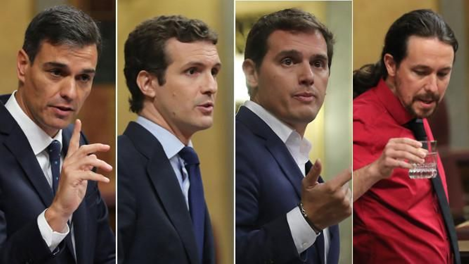 Pedro Sánchez, Pablo Casado, Albert Rivera y Pablo Iglesias
