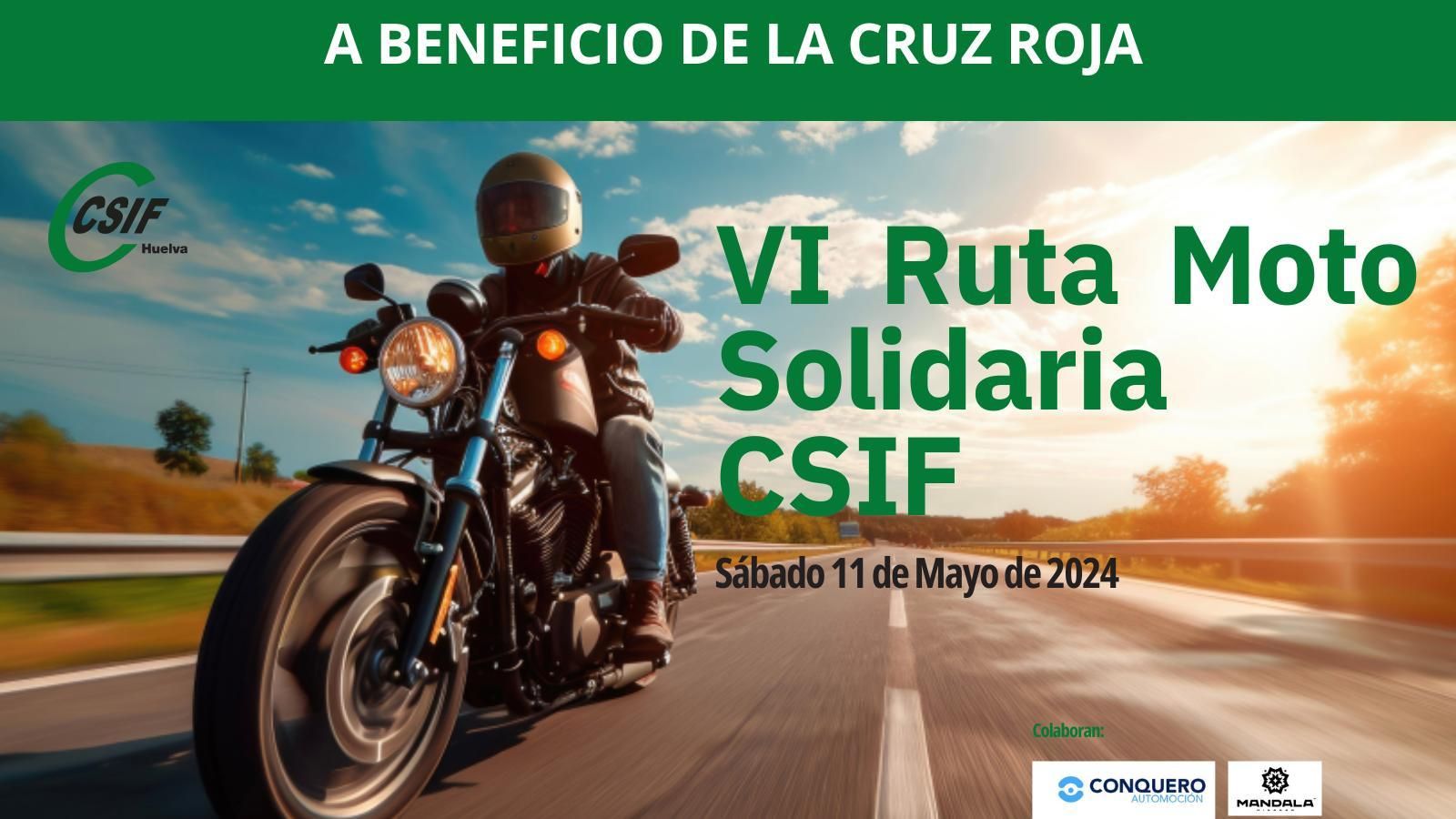 Cartel de la VI ruta en moto solidaria del CSIF.