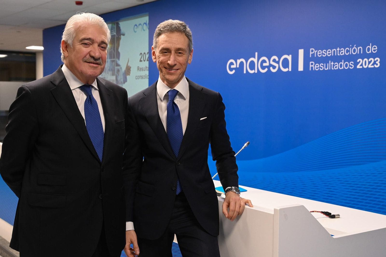 José Bogas, consejero delegado de Endesa, junto a y Marco Palermo, director general Económico-Financiero.