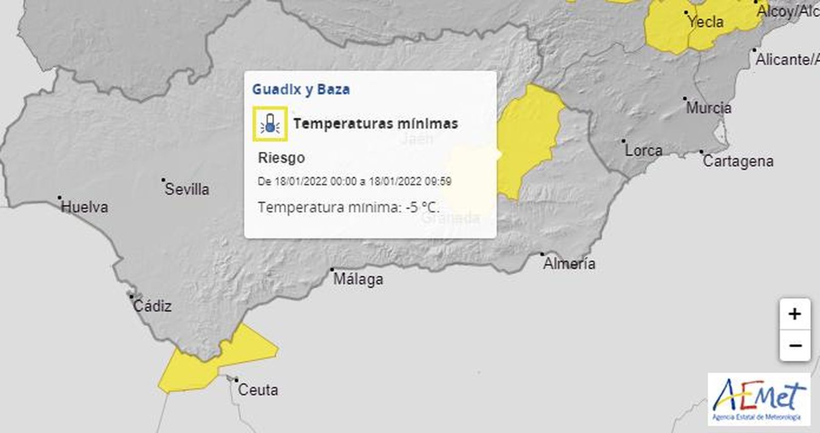 Aviso de la Aemet para Granada.