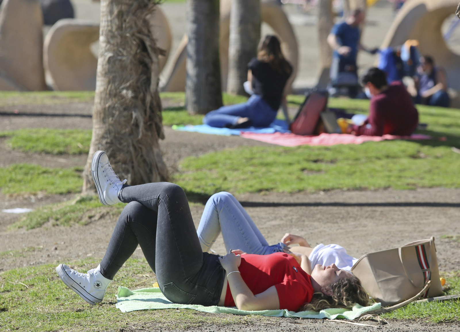 Fotos: Sol, playa y terrazas en un final de enero atípico en Málaga