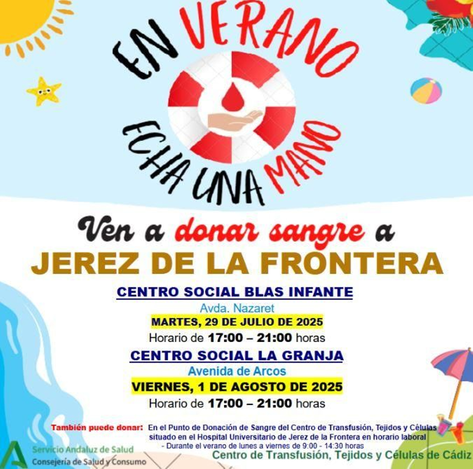 Colectas de sangre en Jerez para los próximos días.