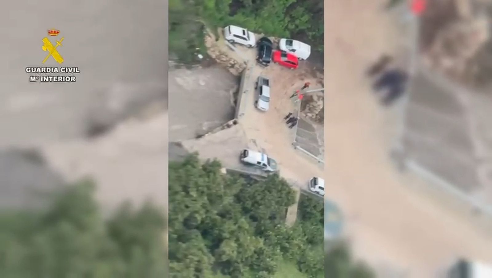 La búsqueda de la mujer arrastrada por el río Turvilla en Sayalonga, a vista de pájaro