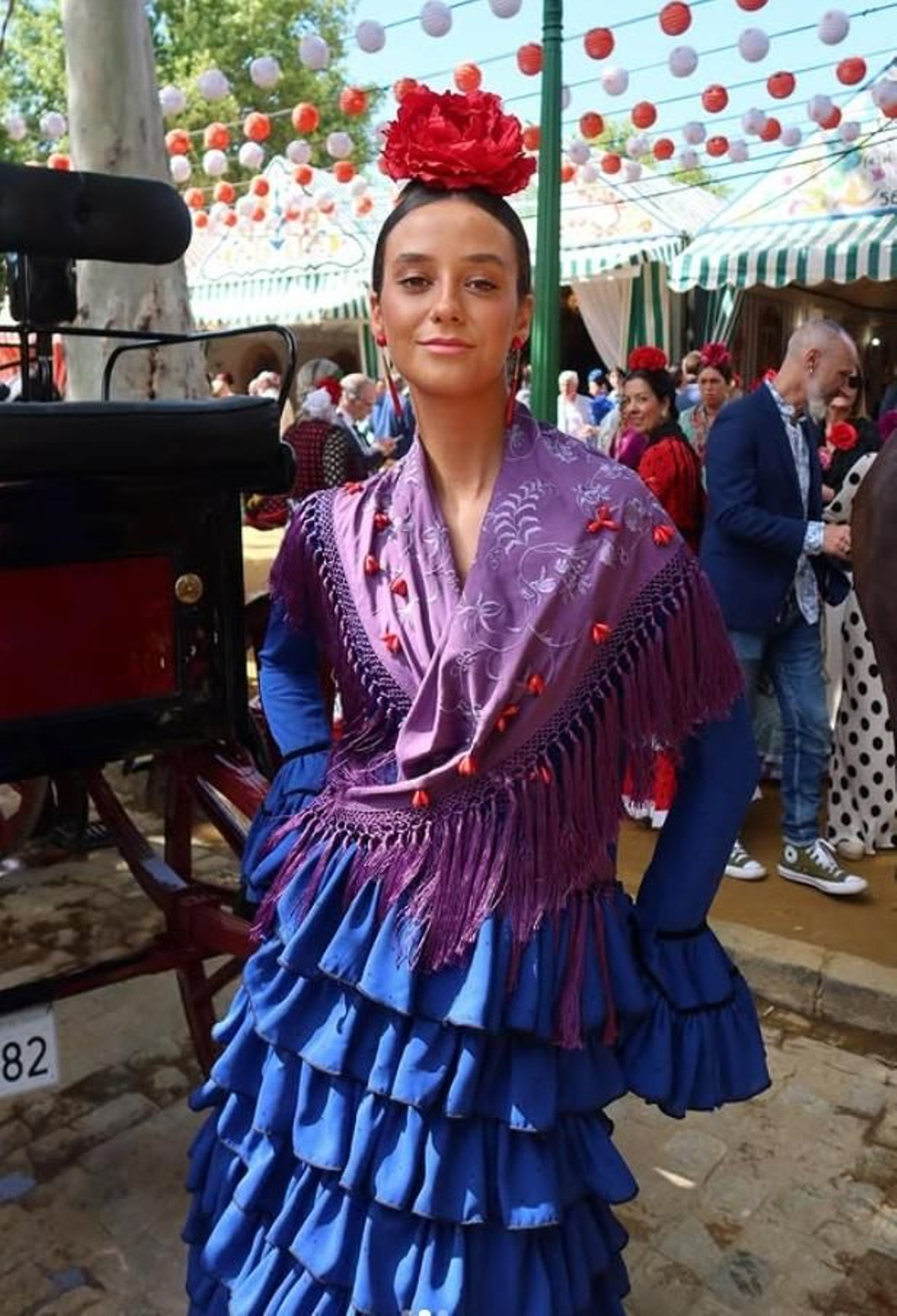Victoria Federica con traje de flamenca de Rocío Peralta en la Feria de Abril.