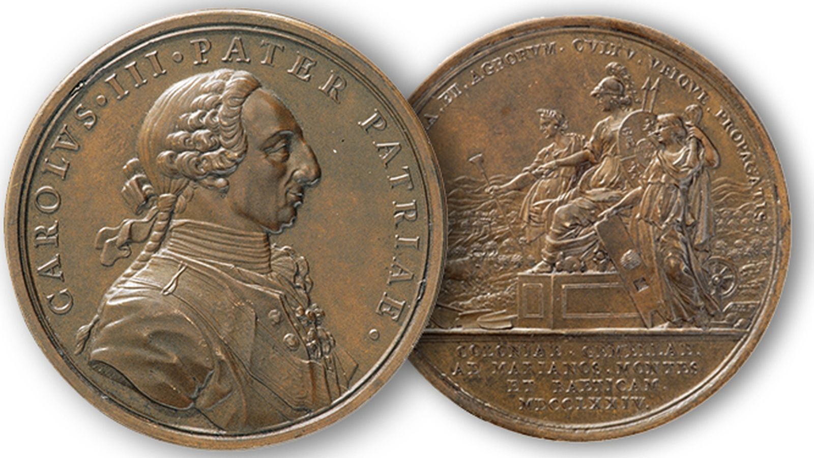 Anverso y reverso de la medalla de la repoblación