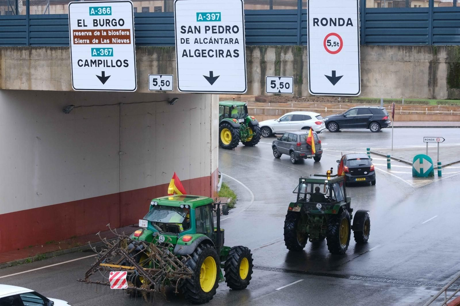 Ronda, epicento de las tractoradas de los agricultores este lunes