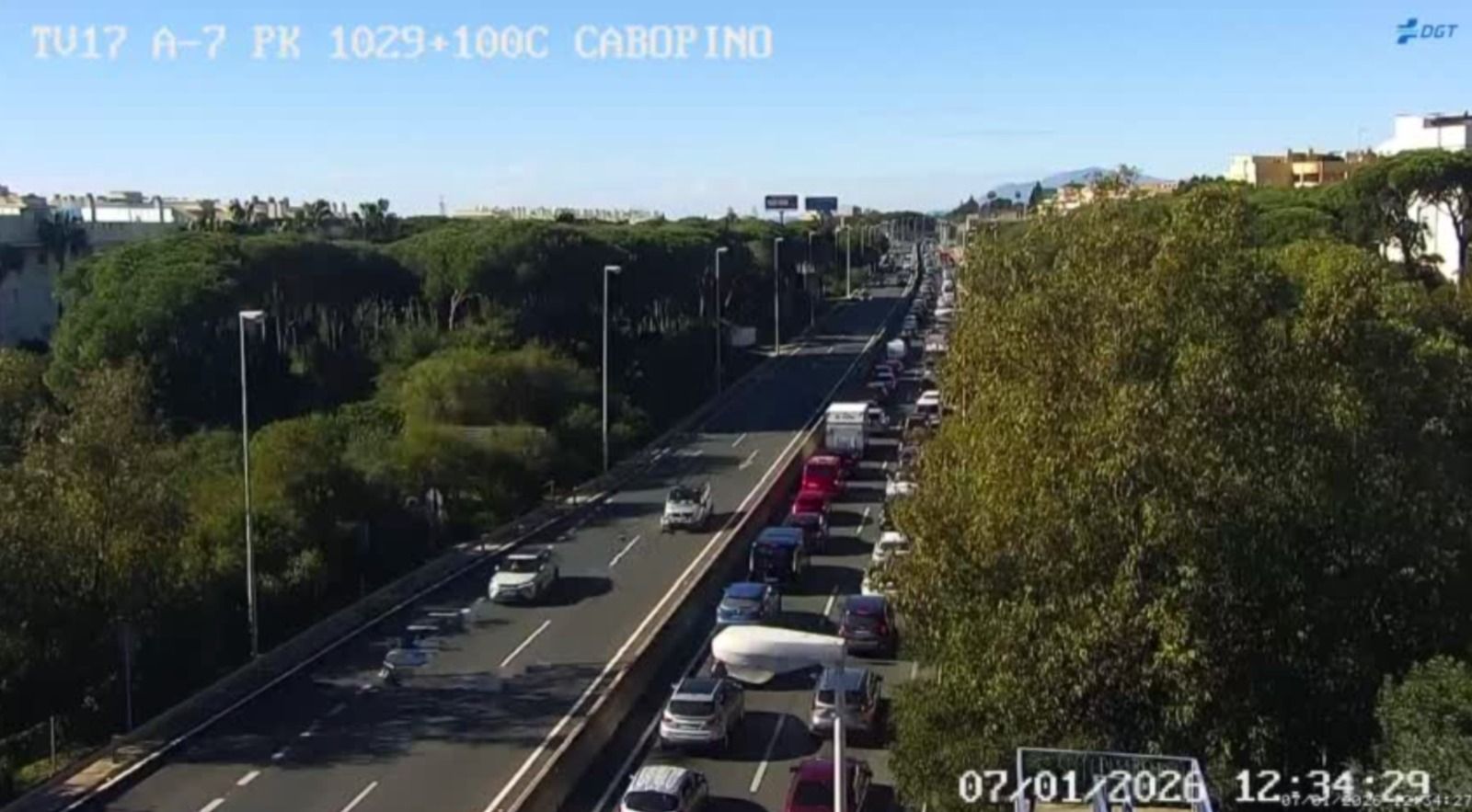 Retenciones en la A7 a la altura de Marbella