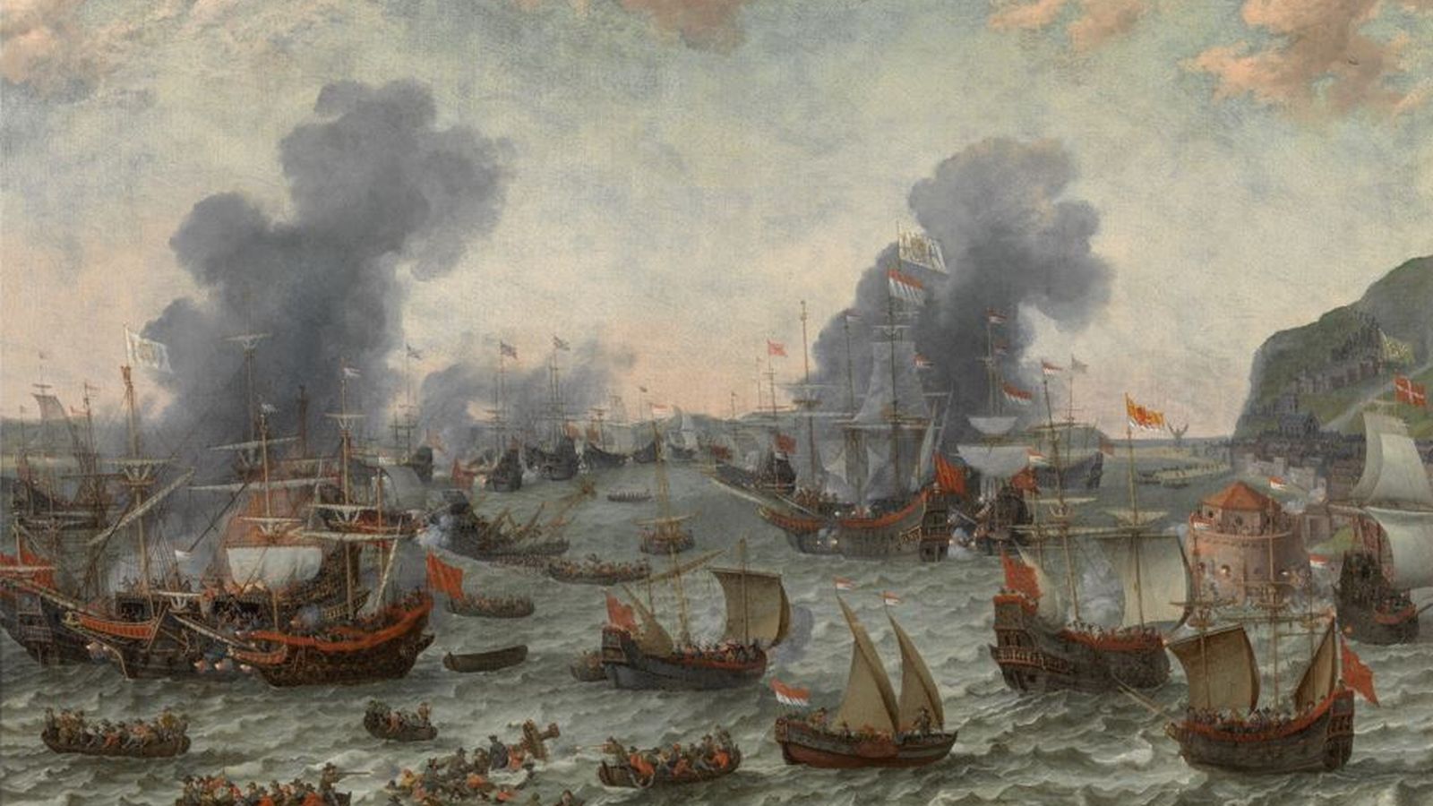 La batalla de Gibraltar, 25 de abril de 1607, por Adam Villaerts. Museo Nacional del Prado.