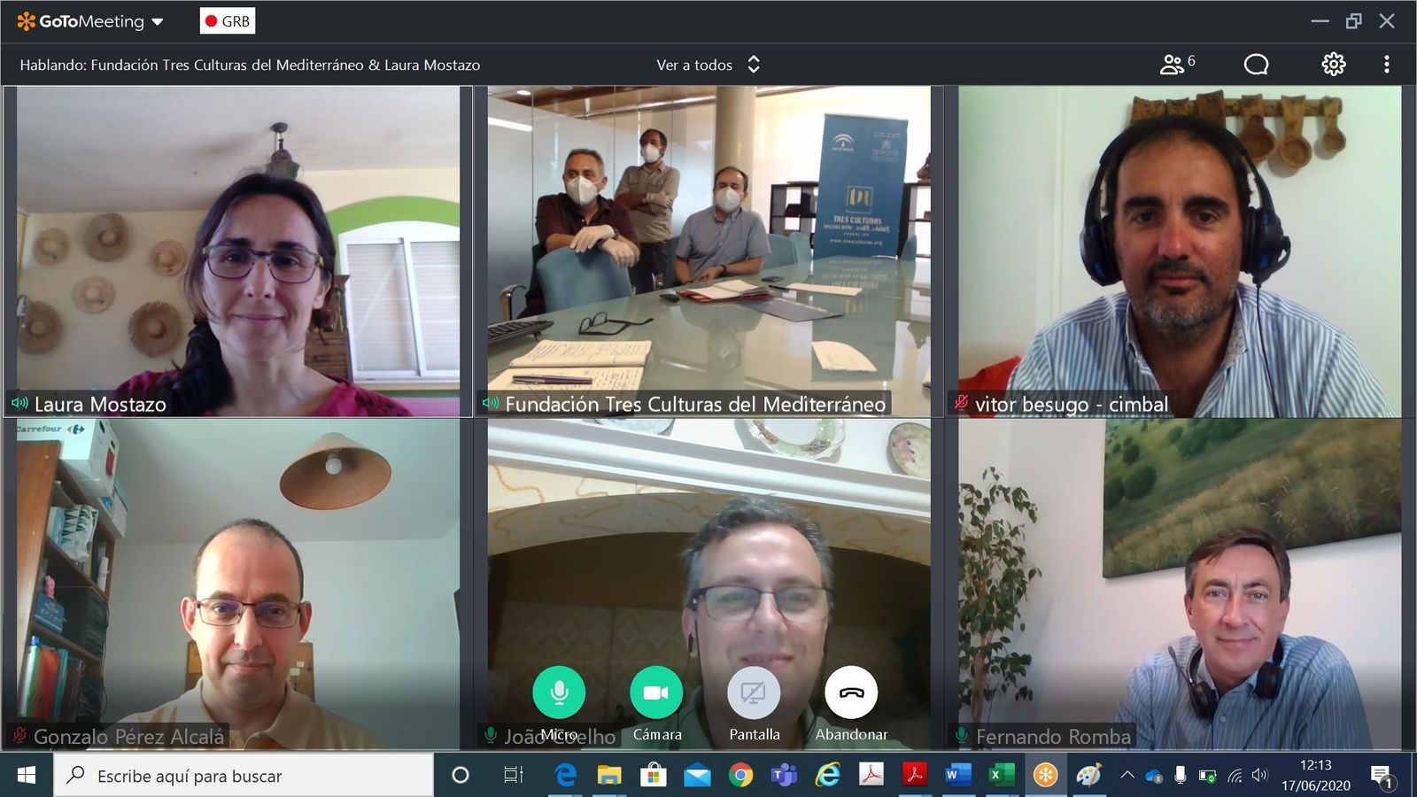 Participantes en la videoconferencia de la Fundación Tres Culturas.