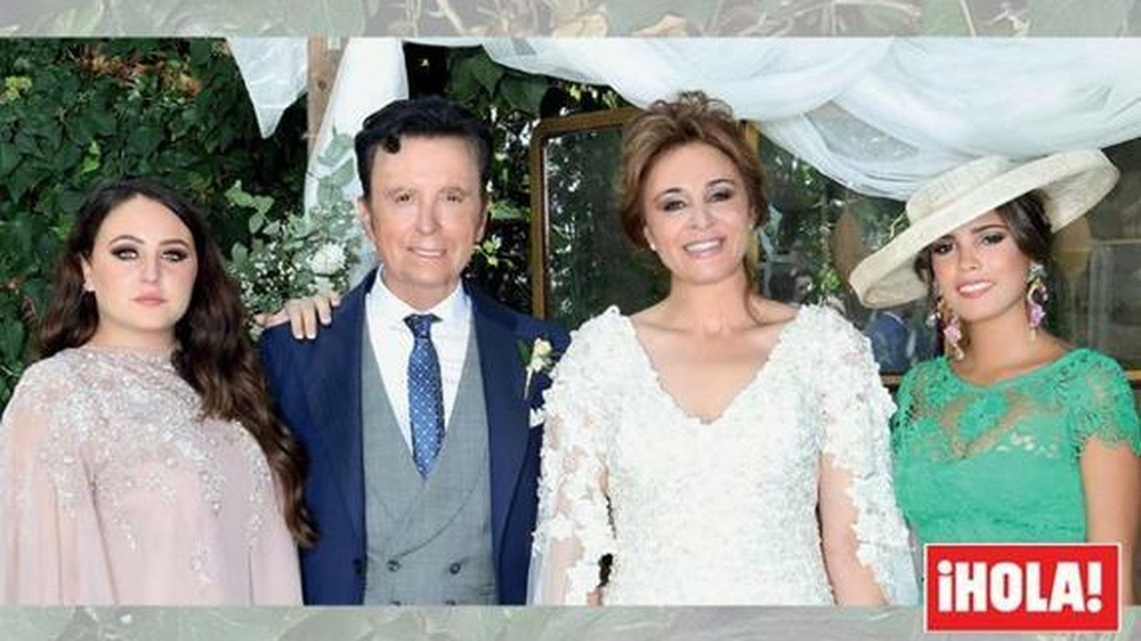 De i. a dcha. Rocío Flores, Ortega Cano, Ana María Aldón y Gloria Camila, en la boda del torero y la diseñadora.