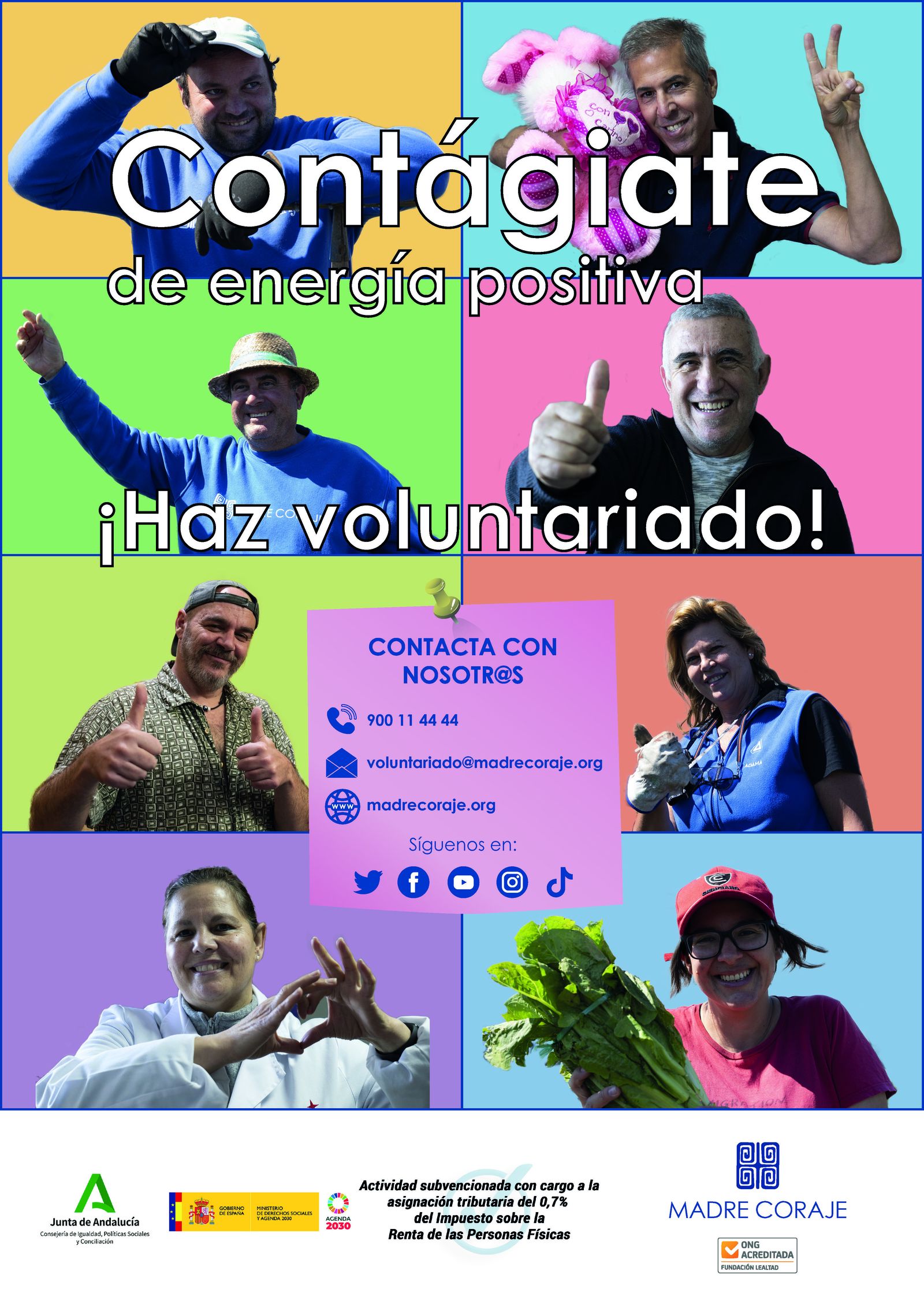 El cartel de la campaña 'Contágiate de energía positiva' de Madre Coraje.