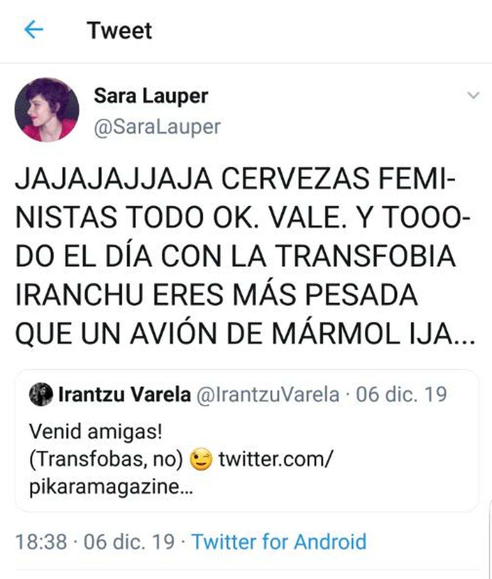 Captura del tweet de la pregonera.
