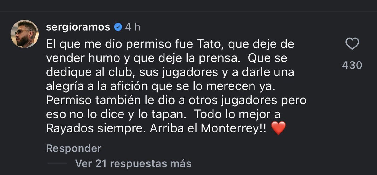 Respuesta de Sergio Ramos.